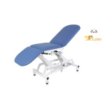 Lettino per visita medica 3 sezioni elettrico blu, piano 62 cm, per studi medici e ambulatori, regolazione elettrica altezza/schienale 0-70°, gambale a molla a gas 0-90°, similpelle lavabile, portata 200 kg