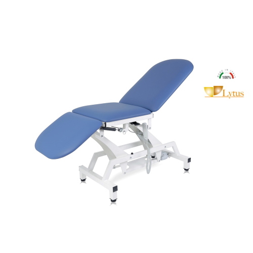 Lettino per visita medica 3 sezioni elettrico blu, piano 62 cm, per studi medici e ambulatori, regolazione elettrica altezza/schienale 0-70°, gambale a molla a gas 0-90°, similpelle lavabile, portata 200 kg