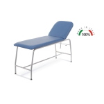 Lettino per visita medica fisso blu, tubolare rotondo in acciaio verniciato, schienale regolabile 0-60°, similpelle lavabile, 4 piedini, portata 180 kg