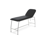 Lettino per visita medica fisso nero, tubolare rotondo in acciaio verniciato, schienale regolabile 0-60°, similpelle lavabile, 4 piedini, portata 180 kg