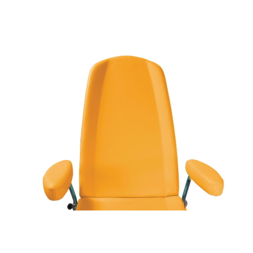 Poltrona multifunzione Rugy Ginecologica giallo, con reggicosce, per visite ed esami ginecologici, ecopelle ignifuga lavabile, 4 motori elettrici, Trendelenburg 15&deg;, portata 200 kg