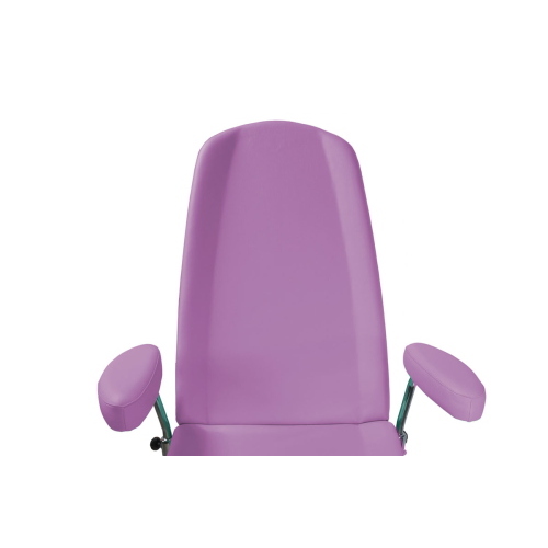 Poltrona multifunzione Rugy Prelievo lilla, per prelievi ematici ed emotrasfusioni, ecopelle ignifuga lavabile, 4 motori elettrici, Trendelenburg 15&deg;, seduta regolabile 52-92 cm, portata 200 kg