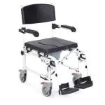 Sedia comoda pieghevole per WC e per doccia - (Seduta 46cm) - (Peso Max 136kg) Sedile, schienale e braccioli in PU - Braccioli ribaltabili e schienale estraibile