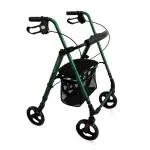 ROLLATOR PIEGHEVOLE IN ALLUMINIO ULTRALEGGERO - PESO 7,4 KG - Dimensione seduta: 37×24 cm - Schienale ribaltabile ed estraibile - Seduta rigida con rivestimento morbido asportabile - Seduta regolabile in altezza - Cestino in tessuto -