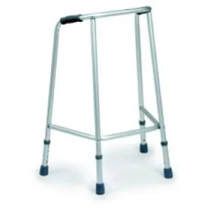 DEAMBULATORE FISSO CON 4 PUNTALI - ALTEZZA REGOLABILE da 77 a 84,5 cm -IN ALLUMINIO ANODIZZATO - PORTATA MAX 110 kg - CON MANOPOLE IMBOTTITE E PUNTALI IN GOMMA ANTISCIVOLO