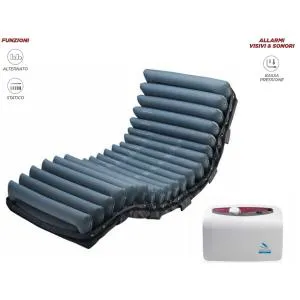 DOMUS 3 - KIT ANTIDECUBITO A CICLO ALTERNATO E STATICO - A 2 VIE - Materasso Nylon® + TPU traspirante/ impermeabile (200 x 90 x 20,3 h cm) 20 ELEMENTI INTERCAMBIABILI E COMPRESSORE CON REGOLAZIONE - PER PIAGHE DA DECUBITO FINO AL III STADIO
