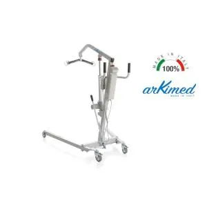 SOLLEVAMALATI ARKIMED ELETTRICO (Portata max 150 kg) - ATTUATORE LINAK, STRUTTURA IN ACCIAIO VERNICIATO, RUOTE PIROETTANTI (2 con freno), BASE REGOLABILE IN LARGHEZZA CON LEVA MANUALE
