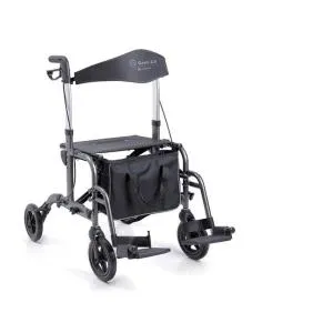 CARROZZINA CONVERTIBILE PIEGHEVOLE IN ALLUMINIO VERNICIATO - 4 RUOTE IN PU - DOPPIA FUNZIONE - PEDANE LATERALI - SEDUTA IN TESSUTO - BORSA PORTA OGGETTI