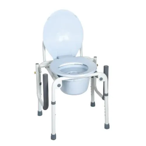 COMODA CON BRACCIOLI RIBALTABILI E PUNTALI ANTISCIVOLO - 4 FUNZIONI IN UNA - CON SECCHIO, (Altezza seduta regolabile da 40 a 58 cm) - DIMENSIONI L. 46÷53 x P.40 x H. 60÷78 cm - Portata max: 130 kg