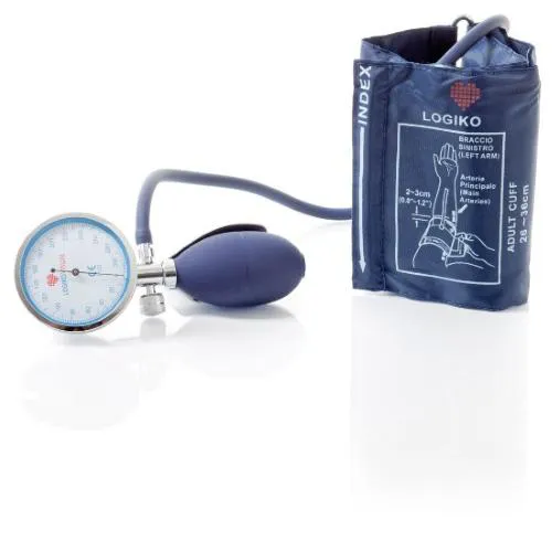 SFIGMOMANOMETRO AD ANEROIDE MODELLO PALMARE GRANDE (senza fonendoscopio) CON CASSA IN LEGA LEGGERA CROMATA - BRACCIALE IN NYLON CON CHIUSURA A VELCRO - LATEX FREE -