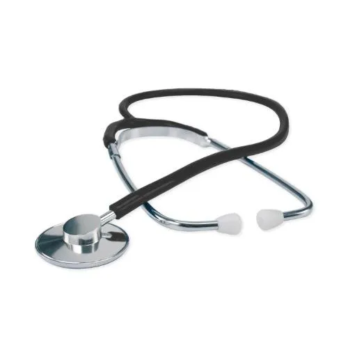 FONENDOSCOPIO CON TESTA PIATTA (Tubo nero) IN ALLUMINIO E ARCHETTO IN METALLO CROMATO - LATEX FREE -