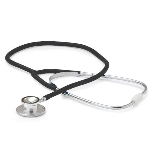 STETOFONENDOSCOPIO (Tubo nero) PER ADULTI CON DOPPIA TESTA RUOTANTE IN ALLUMINIO E ARCHETTO IN METALLO CROMATO - LATEX FREE -