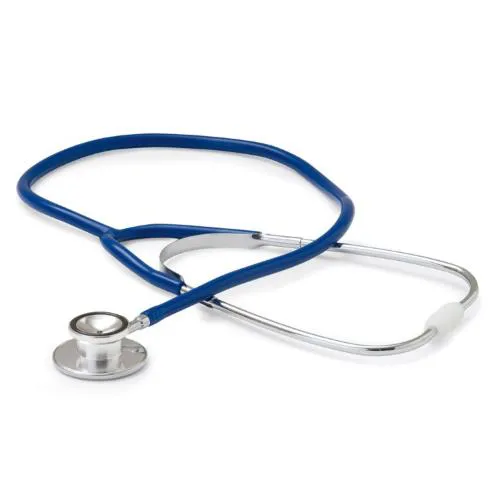 STETOFONENDOSCOPIO (Tubo blu) PER ADULTI CON DOPPIA TESTA RUOTANTE IN ALLUMINIO E ARCHETTO IN METALLO CROMATO - LATEX FREE -