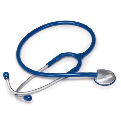 FONENDOSCOPIO (Tubo blu) CON TESTA PIATTA ANATOMICA IN ZINCO E ARCHETTO BIAURICOLARE IN ACCIAIO INOX - ANELLO ANTIFREDDO - LATEX FREE -