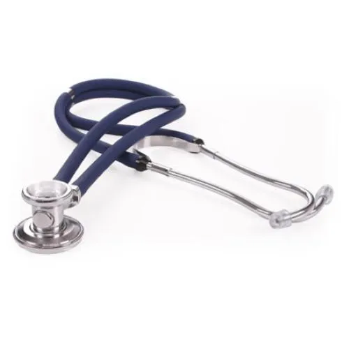 STETOFONENDOSCOPIO TIPO RAPPAPORT (Tubi blu) CON TUBO GEMELLARE, TESTA IN METALLO E PADIGLIONI RUOTANTI - COMPLETO DI ACCESSORI - LATEX FREE -
