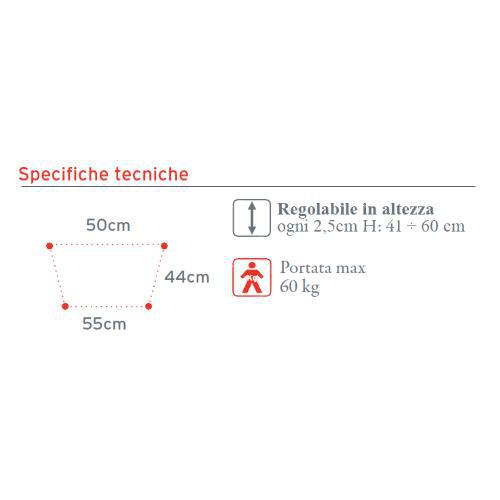 DEAMBULATORE PIEGHEVOLE PER BAMBINI CON 2 PUNTALI E 2 RUOTE FISSE - ALTEZZA REGOLABILE 41-60 cm - PORTATA MAX 60 kg - CON 2 PULSANTI - IN ALLUMINIO