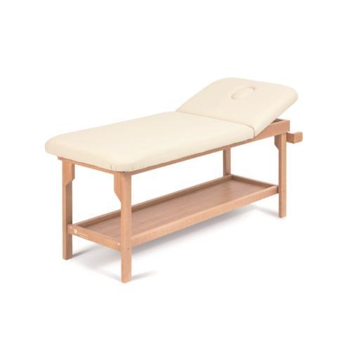 LETTINO (Panna) IN LEGNO DI FAGGIO PER FISIOTERAPIA - Schienale regolabile da 0° a 45° - In similpelle lavabile ed autoestinguente - Completo di foro facciale, portarotolo e piano appoggio