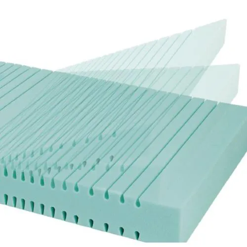 MATERASSO IN POLIURETANO ESPANSO VENTILATO - 1 SEZIONE (85 x 190 cm) (H. 14 cm) - IGNIFUGO - NON FODERATO - LAVORAZIONE OVOIDALE E UTILIZZABILE SU ENTRAMBI I LATI