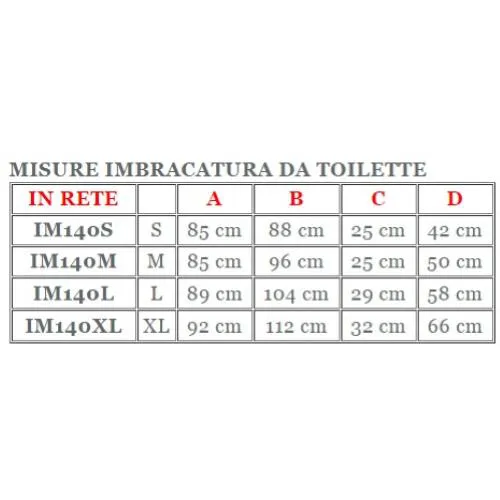 Imbracatura da toilette in rete, senza poggiatesta, taglia XL, portata max 250 kg, tessuto poliestere a rete strongtex.
