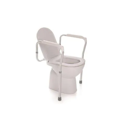 SOSTEGNO PER WC CON 2 GAMBE REGOLABILI IN ALTEZZA (58÷63 x 49 x h.70÷82,5 cm) - Peso max supp. 100 kg - Alluminio anodizzato - Ausilio per sedersi e alzarsi dal wc - Adattabile ad ogni tipo di WC - Puntali in gomma antiscivolo