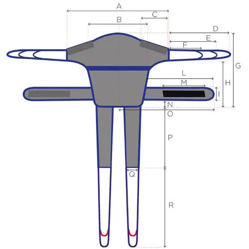 IMBRACATURA PER VERTICALIZZATORE MODELLO PELVICA - Realizzata e cucita interamente in tessuto, nastro e filo 100% poliestere - Tessuto antistrappo e altamente traspirante - IDEALE PER MODELLO MOR-RI830/835