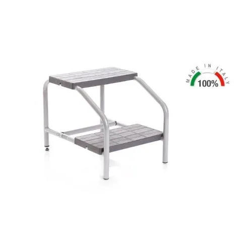 PREDELLINO A 2 GRADINI ANTISCIVOLO IN ACCIAIO VERNICIATO (Portata max: 150 kg)