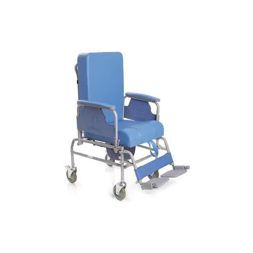 PROMO - COMODA (seduta 46 cm - Larghezza totale 63 cm) IN ACCIAIO VERNICIATO CON SEDUTA E SCHIENALE ESTRAIBILI - 4 RUOTE (Ø 12.5cm) PIROETTANTI DI CUI 2 CON FRENO - POGGIAPIEDI E POGGIAPOLPACCI REGOLABILI IN ALTEZZA