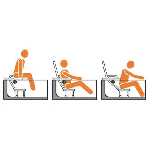 SEDILE/TAVOLA PER VASCA DA BAGNO IN POLIETILENE IN PE - SEDUTA RIBALTABILE - STRUTTURA IN ALLUMINIO VERNICIATO - DOTATO DI MANIGLIA E FERMI ANTISCIVOLO