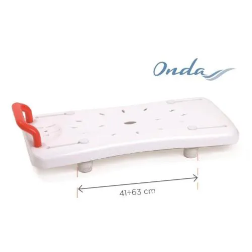 SEDILE/TAVOLA PER VASCA DA BAGNO (70 x 31.5 x 18 cm misure massimo ingombro) IN PLASTICA ANTISCIVOLO CON MANIGLIA E FORI PER L'ACQUA - REGOLABILE IN LARGHEZZA