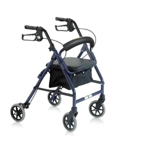 ROLLATORE MINI (Larghezza 52 cm - Altezza 71-84 cm) (Peso max 100 kg) PIEGHEVOLE IN ALLUMINIO VERNICIATO - 4 RUOTE - CON SEDUTA IMBOTTITA - IMPUGNATURE ANATOMICHE REGOLABILI IN ALTEZZA