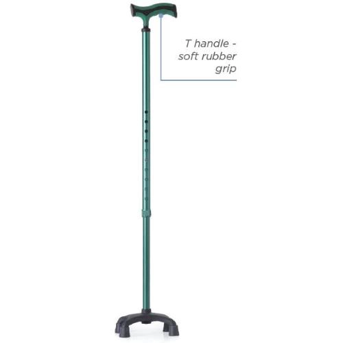 Bastone in alluminio anodizzato, puntale base quadripode, colore Forest - Brio, portata max 110 kg.