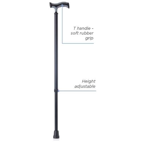 Bastone in alluminio anodizzato, manico a T, colore Midnight - Brio, portata max 110 kg.