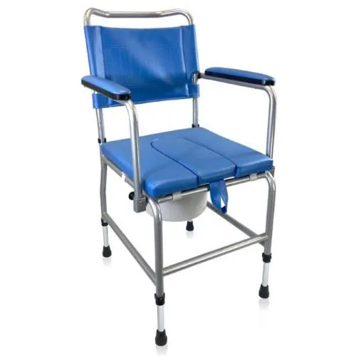 COMODA (seduta 43cm) IN ACCIAIO CON SCHIENALE SMONTABILE - REGOLABILE IN ALTEZZA - SEDILE IMBOTTITO - BRACCIOLI RIBALTABILI IN BASSO
