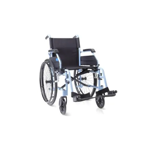 CARROZZINA HELIOS SMART - SEDUTA 46 CM - PORTATA MAX 120 KG - Carrozzina leggera pieghevole ad autospinta - Telaio in alluminio; singola crociera; bracciolo ribaltabile ed estraibile; ruote posteriori antiforatura da 24"; sgancio rapido
