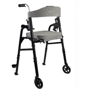 ROLLATOR PIEGHEVOLE PER USO INTERNO - STRUTTURA PORTANTE IN ACCIAIO - GAMBE E MANIGLIA SPINTA IN ALLUMINIO - Maniglie morbide regolabili in altezza - Portabastone e portabottiglia - Gambe regolabili in altezza - 2 puntali e 2 ruote direzionali