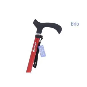 Bastone in alluminio monocromatico, manico Derby, colore Rosso - Brio, portata max 100 kg.