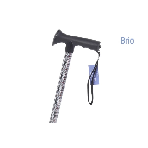Bastone in alluminio fantasia Principe di Galles, manico a T morbido - Brio, portata max 100 kg.