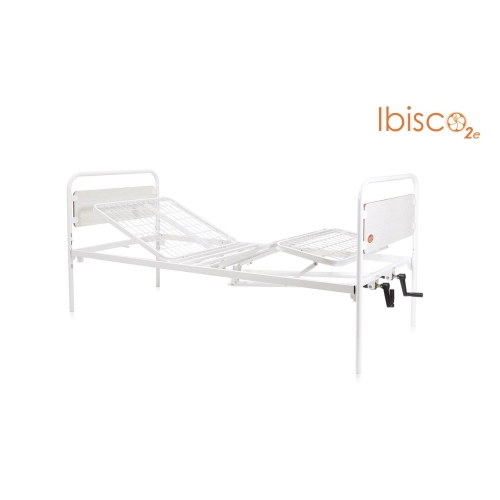 Letto degenza manuale regolabile in altezza, larghezza 90 cm, 2 manovelle 2 snodi, 2 snodi, portata max 135 kg.