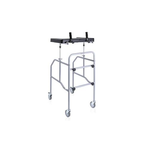 Deambulatore smontabile con appoggio antibrachiale a tavolo - Clik, in acciaio verniciato. 4 ruote piroettanti Ø 10 cm (2 con freno). Portata max 130 kg.