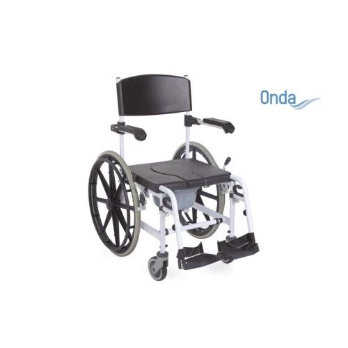 Sedia comoda per WC e doccia ad autospinta, imbottitura in PU, seduta 40 cm. Portata max 136 kg.