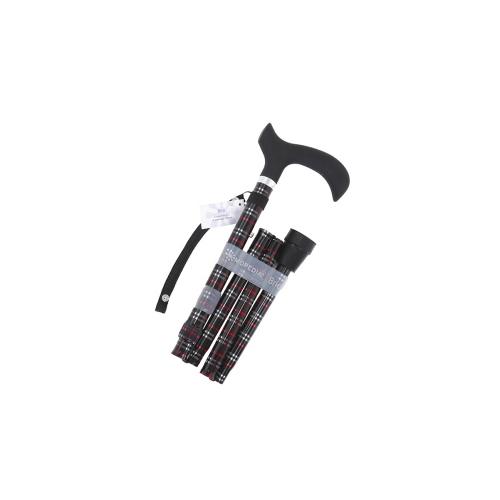 Bastone pieghevole in alluminio fantasia British, manico Derby - Brio, portata max 100 kg.