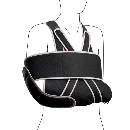 NOLUX III Tenortho: Immobilizzatore di spalla. Tiranti regolabili in lunghezza mediante Velcro®. Sacca in tessuto accoppiato per fissaggio tiranti ed una maggiore stabilità dell’articolazione. Fascia per stabilizzazione finale con chiusura a Velcro®.