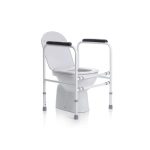 Sostegno per WC in acciaio verniciato, regolabile in altezza e larghezza, Serie Onda. Portata max 136 kg, regolabile in larghezza e altezza, braccioli imbottiti, struttura in alluminio verniciato.