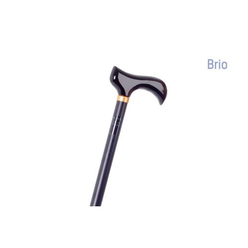 Bastone in alluminio anodizzato, manico a T in legno, portata max 110 kg, puntali antiscivolo, indicato per persone con lieve instabilità nella deambulazione che necessitano di un punto di appoggio supplementare.