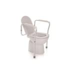 Sostegno per WC in alluminio, regolabile in altezza, Serie Onda. Portata max 136 kg, braccioli in polipropilene, struttura in alluminio anodizzato, indicato per persone con ridotta forza negli arti inferiori.