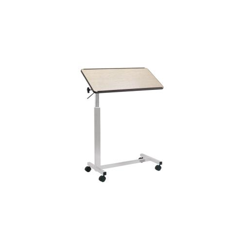Tavolino da letto un piano inclinabile su ruote, colore Naturale, altezza regolabile 78-110 cm tramite leva, struttura in acciaio verniciato su ruote, colore: Naturale, altezza regolabile: 78–110 cm, dimensioni piano: L 80 x P 38,5 cm.