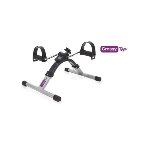Pedaliera da riabilitazione pieghevole con display, indicatore pedalate e tempo, struttura in acciaio verniciato, pedali con fasce fermapiedi regolabili, struttura pieghevole in acciaio verniciato, quattro puntali antiscivolo.