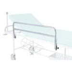 Coppia di sponde ribaltabili in acciaio cromato per il contenimento in sicurezza del paziente durante il trasporto sulla barella da corsia, accessorio optional compatibile con la barella BC100