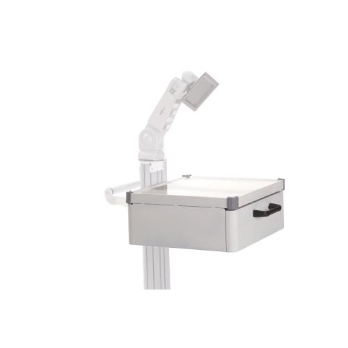 Cassetto optional 35x40 cm in acciaio verniciato a polveri per carrello componibile EOLO, per il contenimento di materiali e strumenti, compatibile con i modelli CI122B e CI123B, montabile sulla colonna del carrello