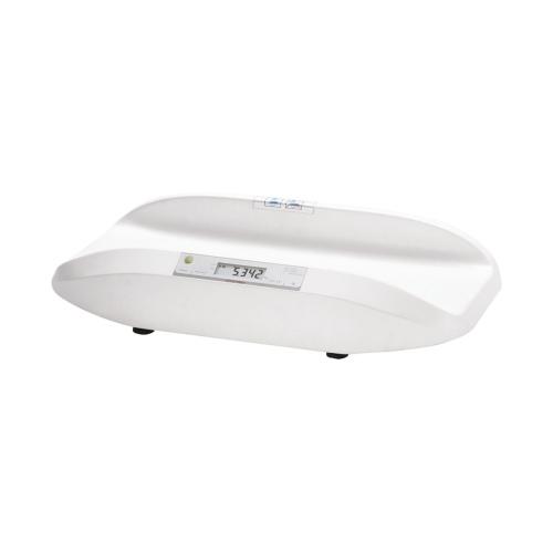 Bilancia pesaneonati per uso professionale, con vassoio antiribaltamento in ABS, display LCD con funzioni memory/recall e hold/milk intake, portata 15 kg, divisione 2 g (0-6 kg) e 5 g (6-15 kg)